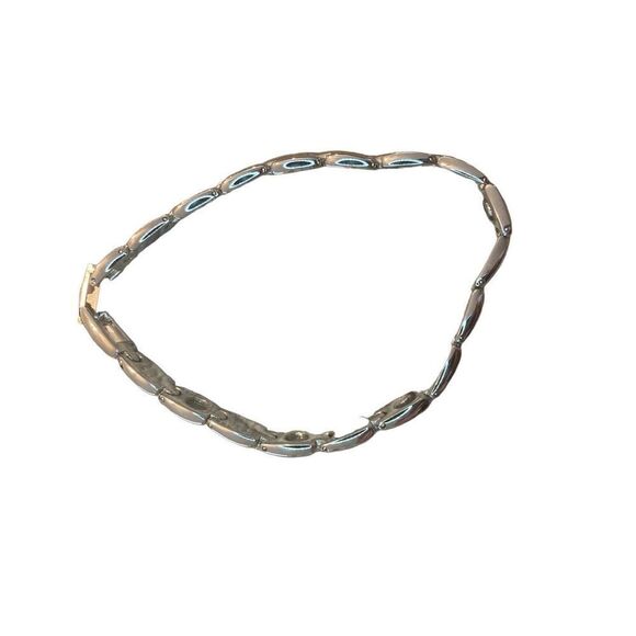 Faux Silver and Gold Bracelet Anklet Vintage 70s 80s Jewelry Pendant - Picture 5 of 7